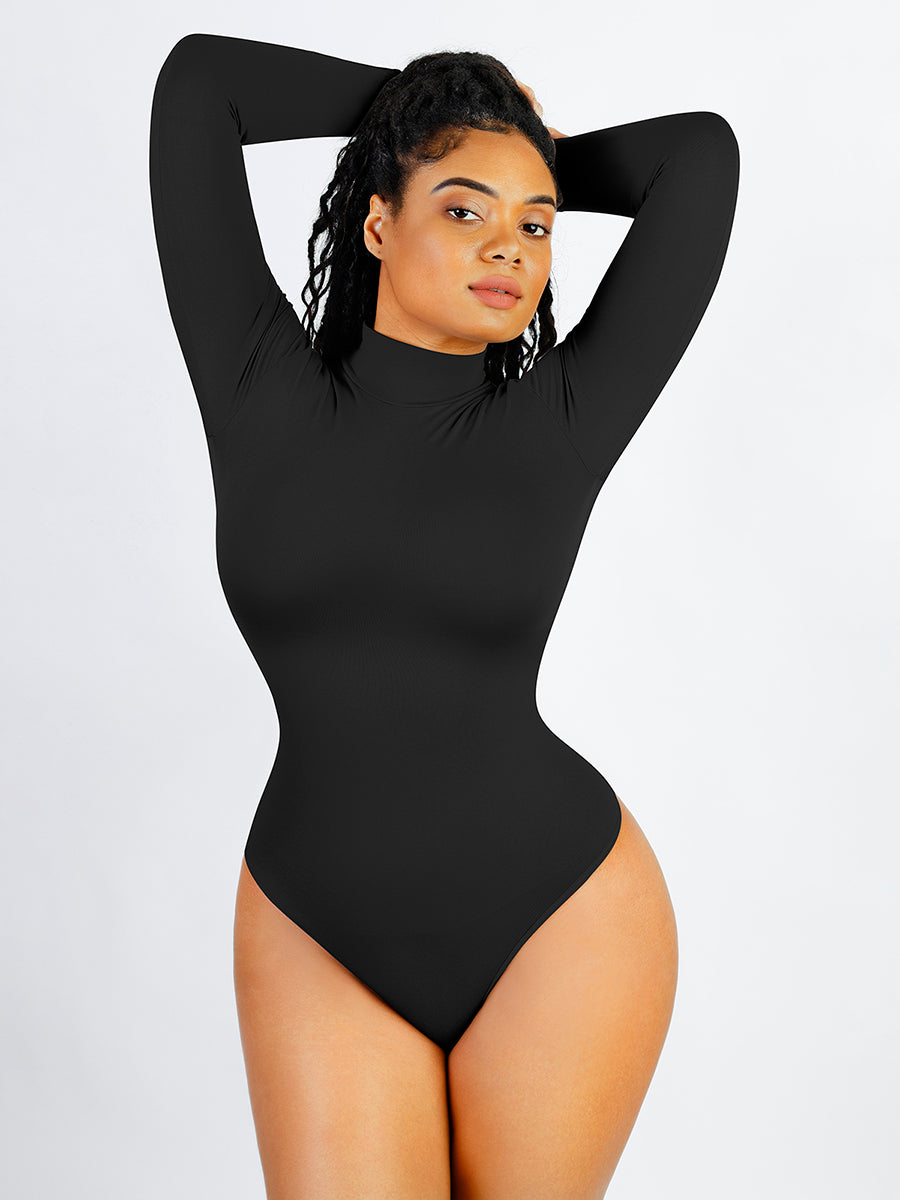 Body modellante con collo a lupetto