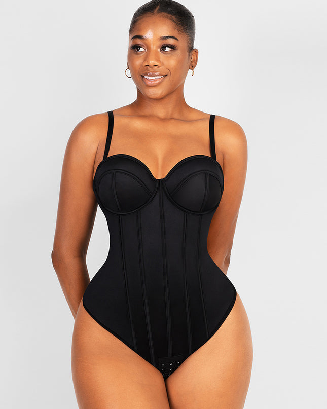 Body a corsetto con coppe imbottite