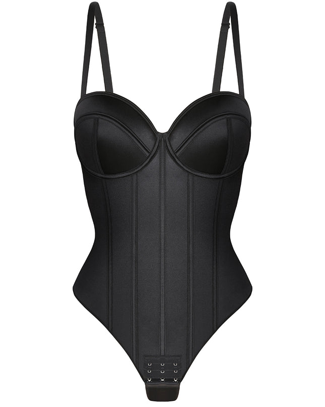 Body a corsetto con coppe imbottite