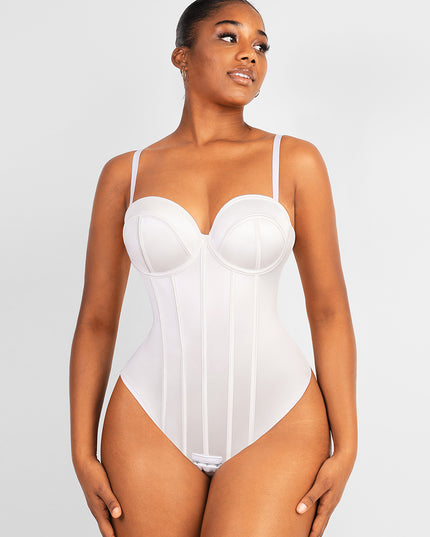 Body a corsetto con coppe imbottite